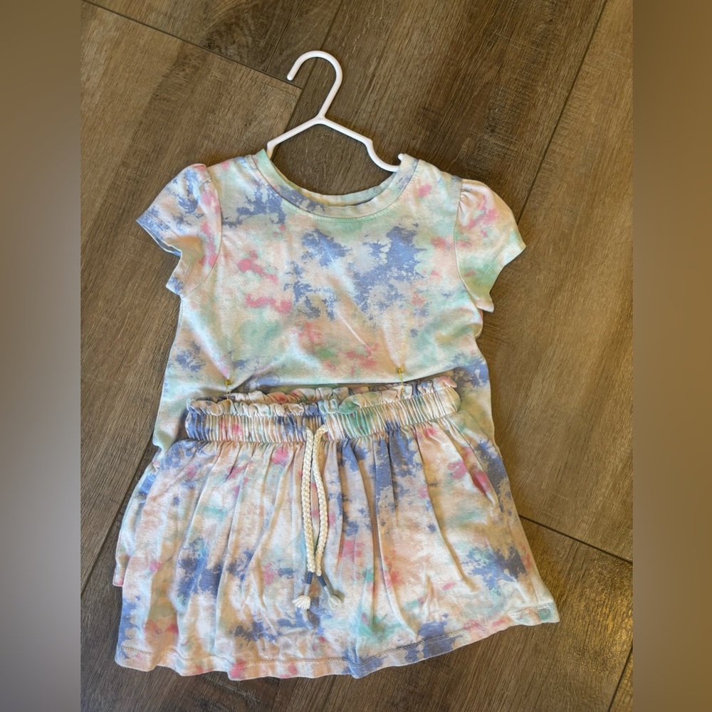 Cat & Jack 4T Blue & Purple Tie-Dye Two-Piece Set with T-Shirt & Skort